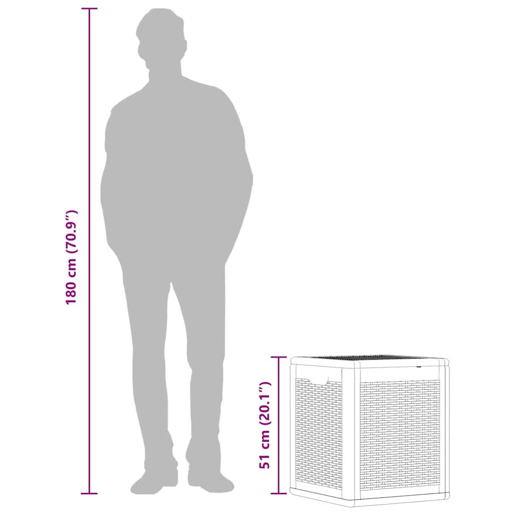 Garden Storage Box Grey PP Rattan 90 L